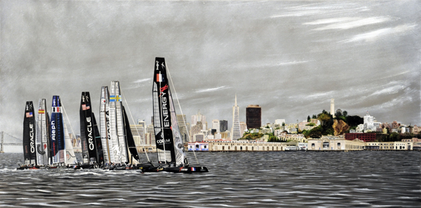 Starting Lineup: AC45 America’s Cup, 2012 Oil on canvas painting