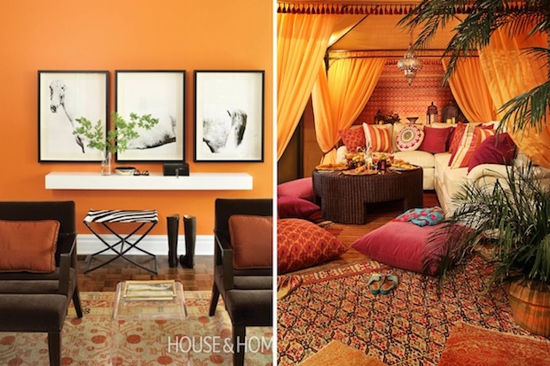 Versatile orange walls suit everything from contemporary to ethnic.