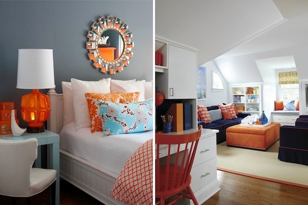 Orange and blue work in bedrooms and playrooms