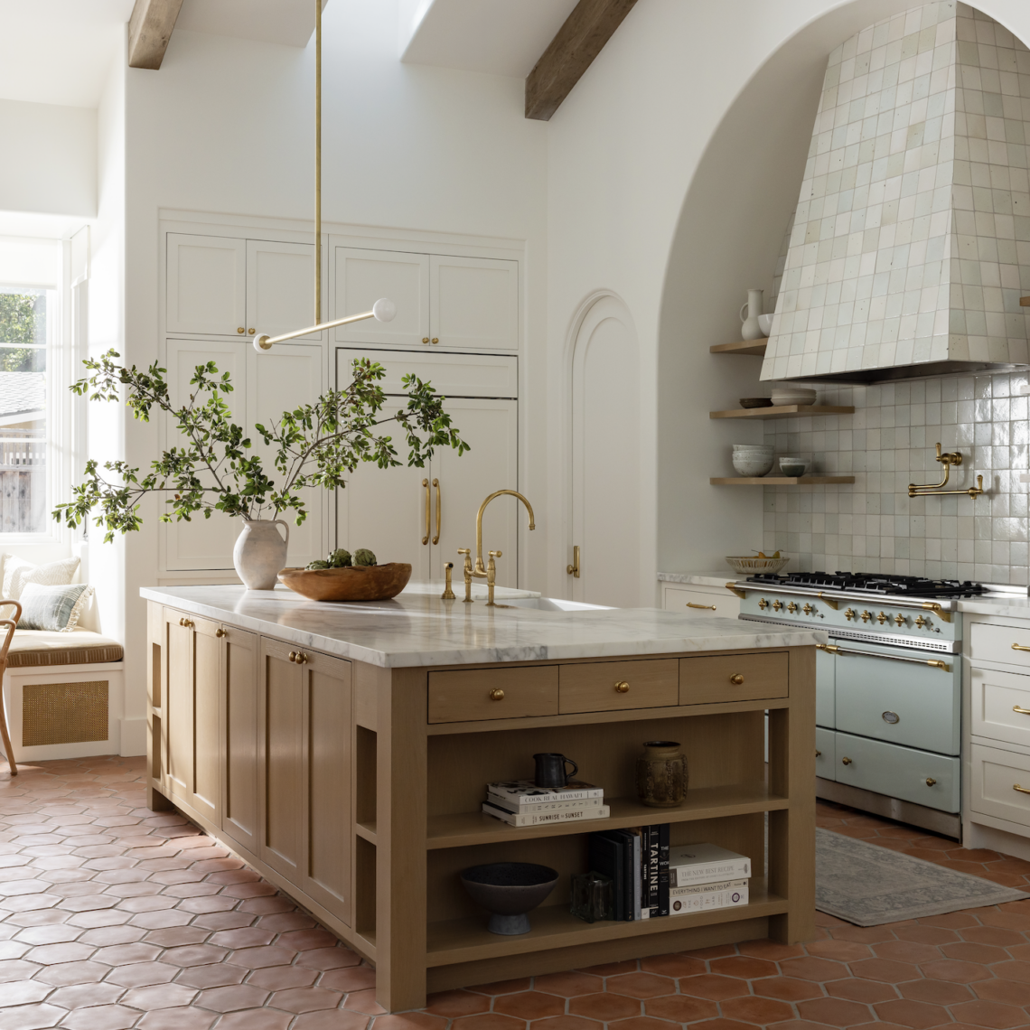Elegant rusticity and well-considered function converge in this expansive San Carlos kitchen. Photo by Stephanie Russo.